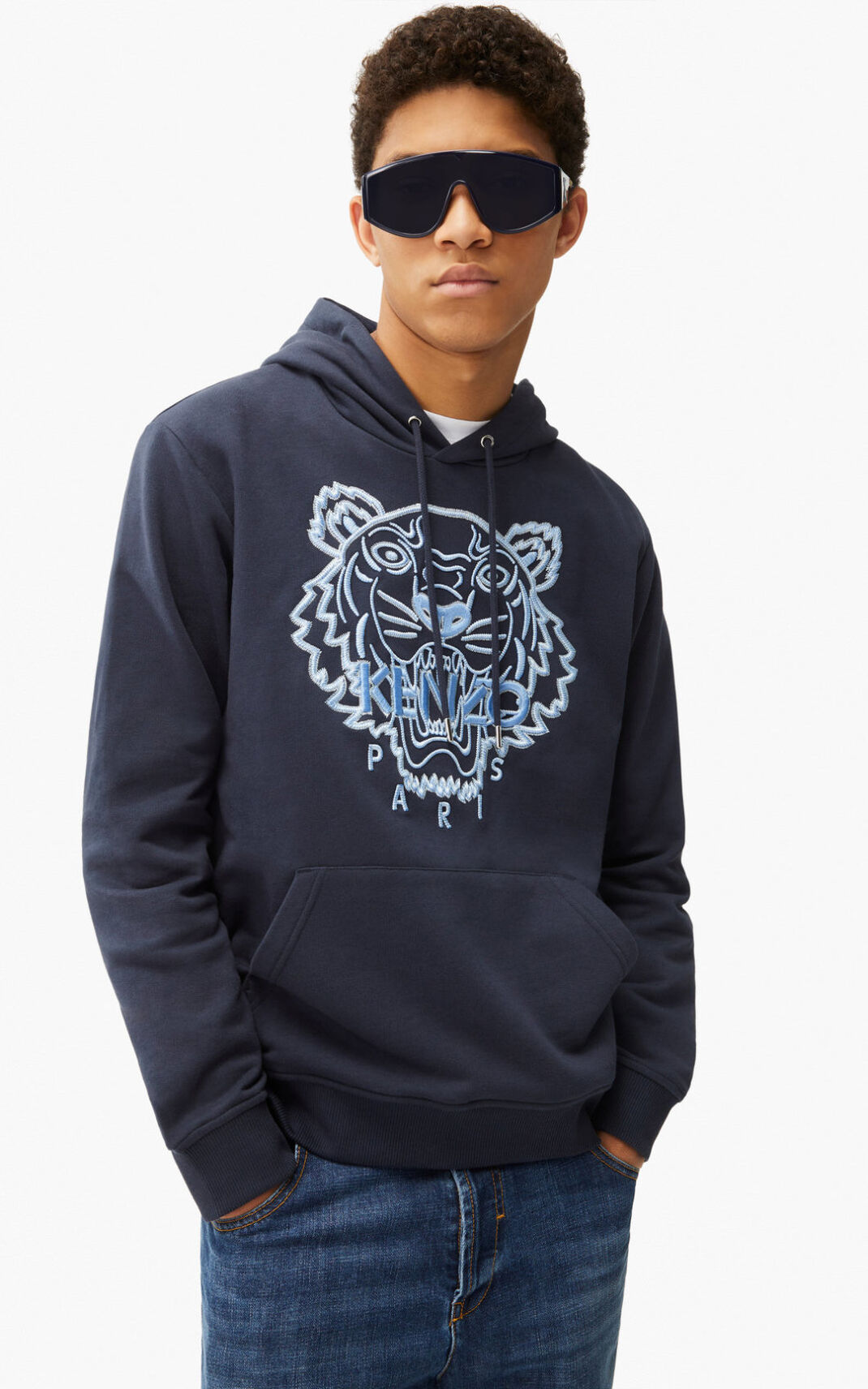 Moletom Kenzo Tiger Masculino - Azuis Pretas | 435QFKJMG